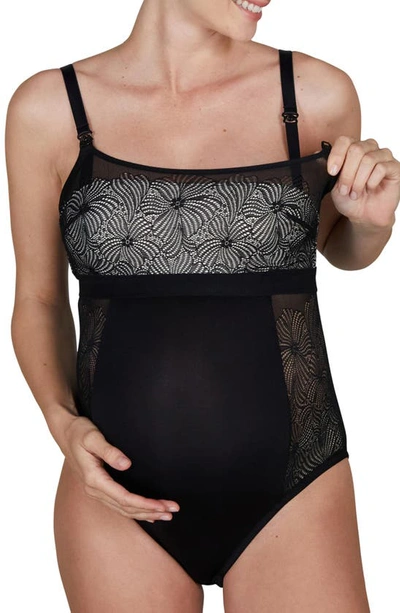 Shop Cache Coeur Dahlia Maternity/nursing Bodysuit In Black