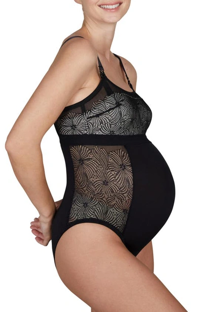 Cache Coeur Dahlia Maternity/nursing Bodysuit In Black