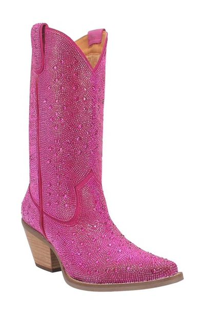 Dingo Silver Dollar Rhinestone Western Boot In Fuchsia