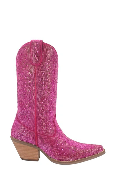 Dingo Silver Dollar Rhinestone Western Boot In Fuchsia