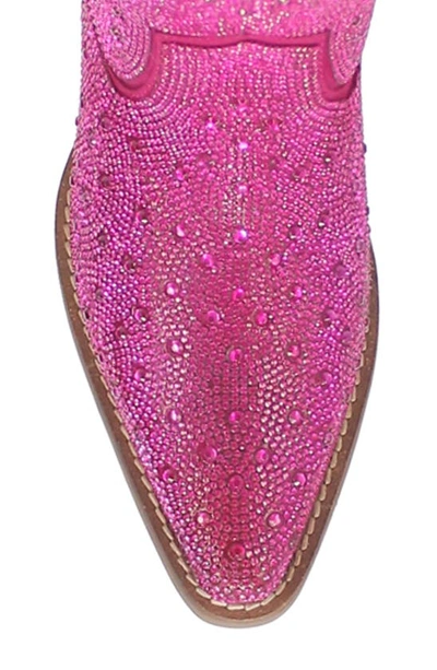 Dingo Silver Dollar Rhinestone Western Boot In Fuchsia