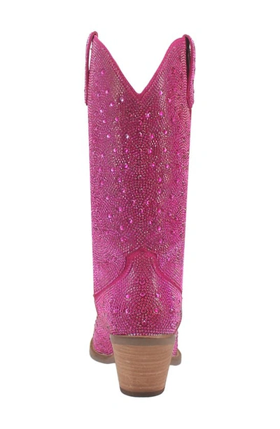 Dingo Silver Dollar Rhinestone Western Boot In Fuchsia