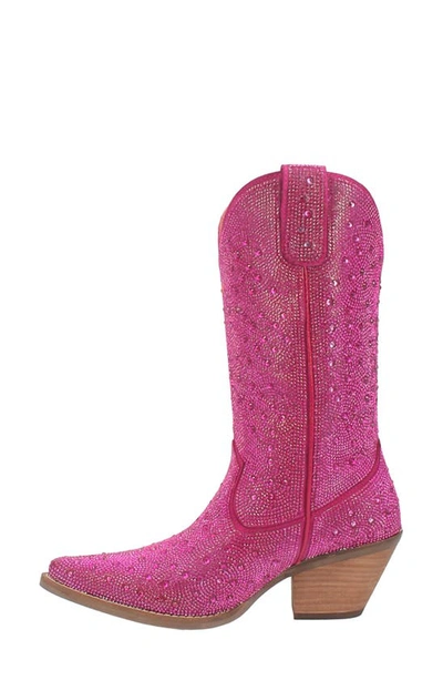 Dingo Silver Dollar Rhinestone Western Boot In Fuchsia