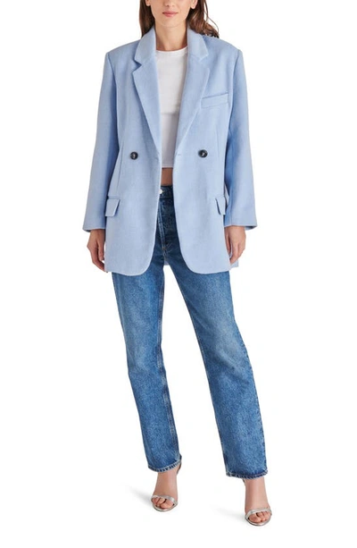 Shop Steve Madden Myra Double Breasted Coat In Powder Blue
