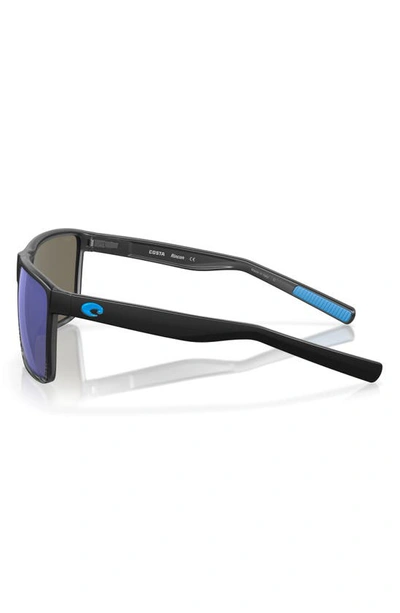 Shop Costa Del Mar Rincon 63mm Polarized Oversize Rectangular Sunglasses In Matte Smoke Crystal / Blue
