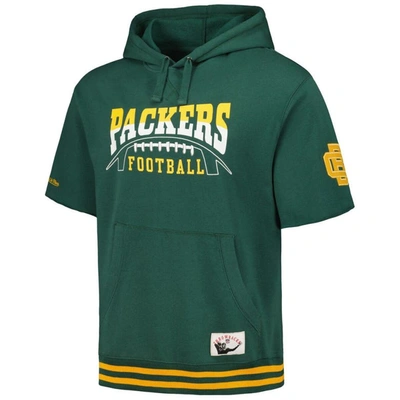 Shop Mitchell & Ness Green Green Bay Packers Pre-game Short Sleeve Pullover Hoodie
