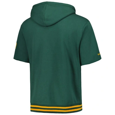Shop Mitchell & Ness Green Green Bay Packers Pre-game Short Sleeve Pullover Hoodie