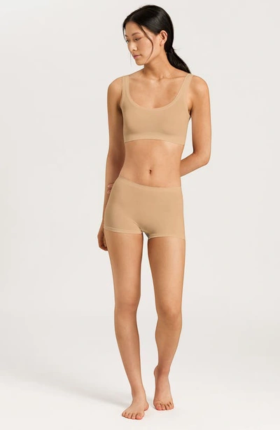 Shop Hanro Touch Feel High Waist Boyshorts In Beige