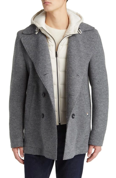 Shop Hugo Boss Hyde Wool Peacoat In Medium Grey