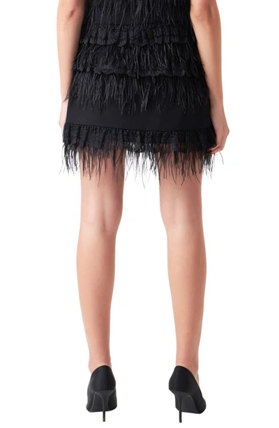 Endless Rose Lace & Feather Miniskirt In Black