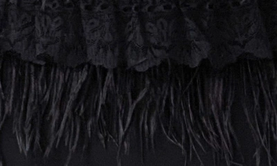Endless Rose Lace & Feather Miniskirt In Black