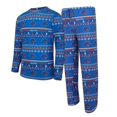 Concepts Sport Men's  Royal Boise State Broncos Swivel Long Sleeve T-shirt And Pants Sleep Set In Royal