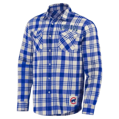 Shop Darius Rucker Collection By Fanatics Royal Chicago Cubs Plaid Flannel Button-up Shirt