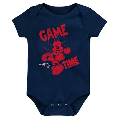 Shop Outerstuff Newborn & Infant Navy/red/gray New England Patriots Three-piece Disney Game Time Bodysuit Set