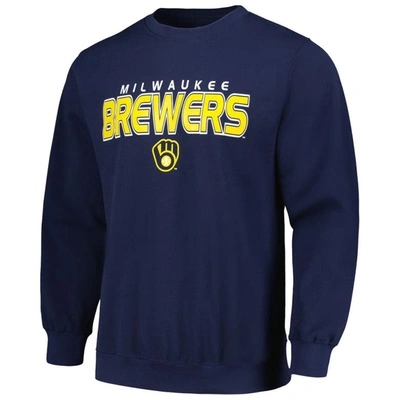 Shop Stitches Navy Milwaukee Brewers Pullover Sweatshirt