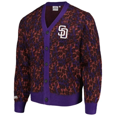 Shop Pleasures Purple San Diego Padres Cheetah Cardigan Button-up Sweater