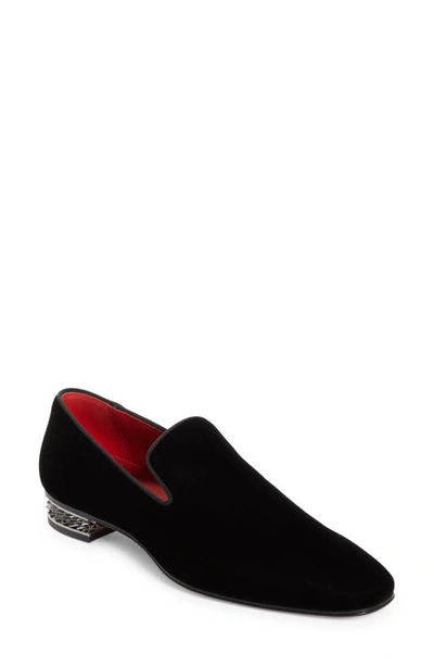 Shop Christian Louboutin Dandyrocks Velvet Loafer In J323 Black/ Lin Loubi