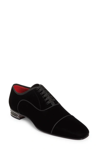 Shop Christian Louboutin Greggyrocks Velvet Oxford In J323 Black/ Lin Loubi