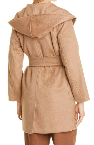 Shop Max Mara Rialto Hooded Camel Hair Wrap Coat