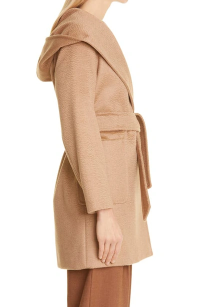 Shop Max Mara Rialto Hooded Camel Hair Wrap Coat