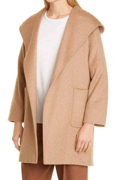 Shop Max Mara Rialto Hooded Camel Hair Wrap Coat