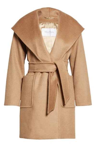 Shop Max Mara Rialto Hooded Camel Hair Wrap Coat