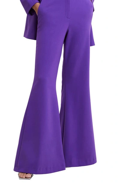 Shop French Connection Whisper High Waist Flare Pants In Cobalt Violet