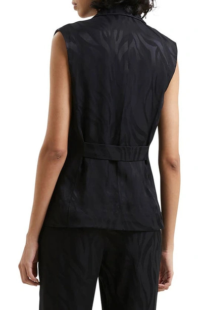 Shop French Connection Ara Stripe Satin Waistcoat In Blackout