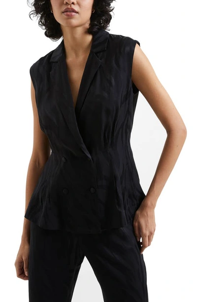 Shop French Connection Ara Stripe Satin Waistcoat In Blackout