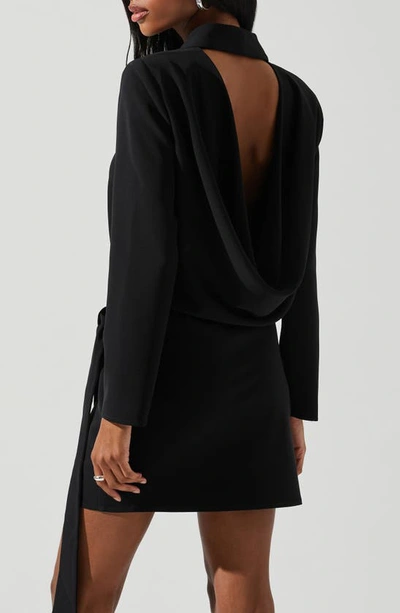 Shop Astr Graciela Cutout Long Sleeve Wrap Blazer Minidress In Black