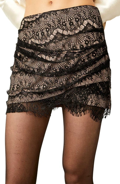 Shop Free People Zoey Lace Miniskirt In Black Combo