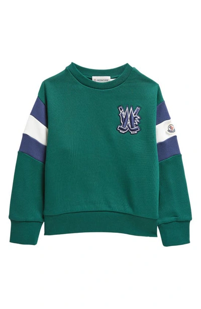 Shop Moncler Kids' Logo Embroidered Sweatshirt In Green