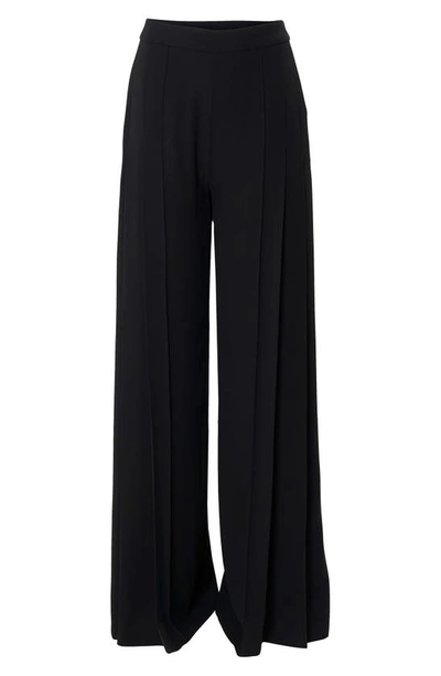 Shop Carolina Herrera Pleated Wide Leg Pants In Black/ Pearl