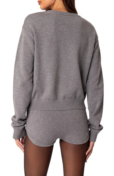 Shop Edikted Oversize V-neck Sweater In Gray-melange