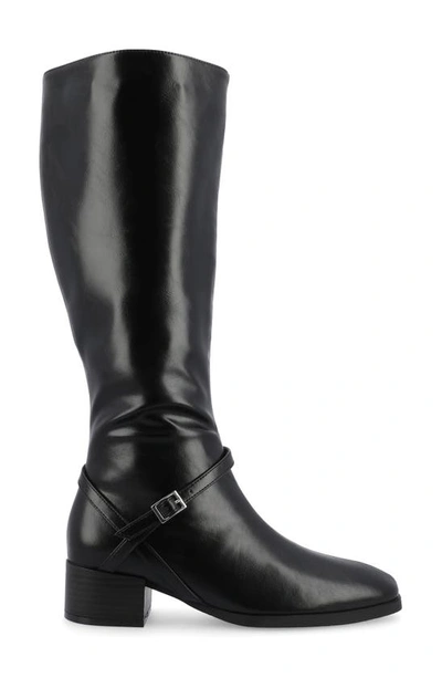 Journee Collection Wide Width Extra Wide Calf Womens Romilly Tru Comfort Foam Stacked Block Heel Round Toe Boots In Black