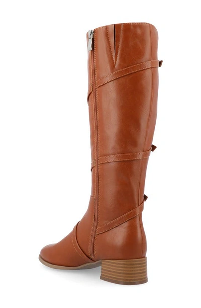 Journee Collection Elettra Tru Comfort Buckle Knee High Boot In Cognac
