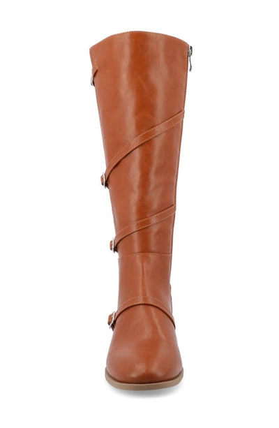Journee Collection Elettra Tru Comfort Buckle Knee High Boot In Cognac