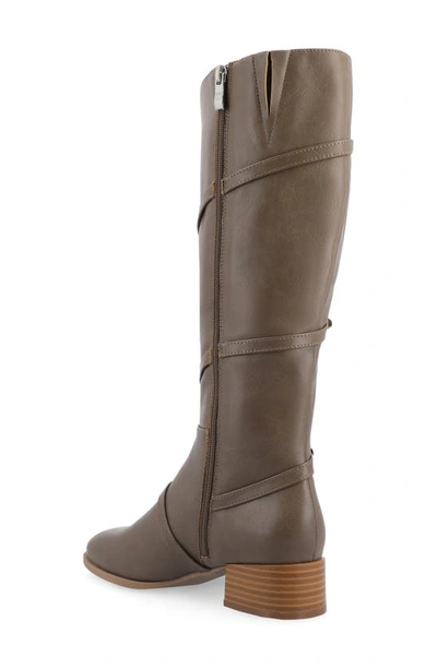 Journee Collection Elettra Tru Comfort Buckle Knee High Boot In Taupe