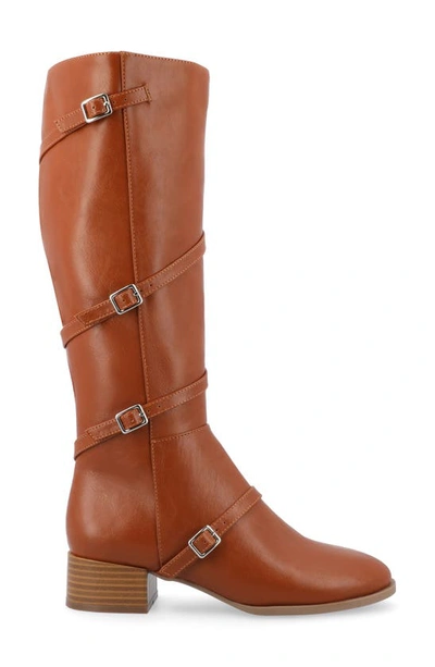 Journee Collection Elettra Tru Comfort Buckle Knee High Boot In Cognac