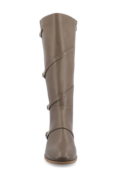 Journee Collection Elettra Tru Comfort Buckle Knee High Boot In Taupe