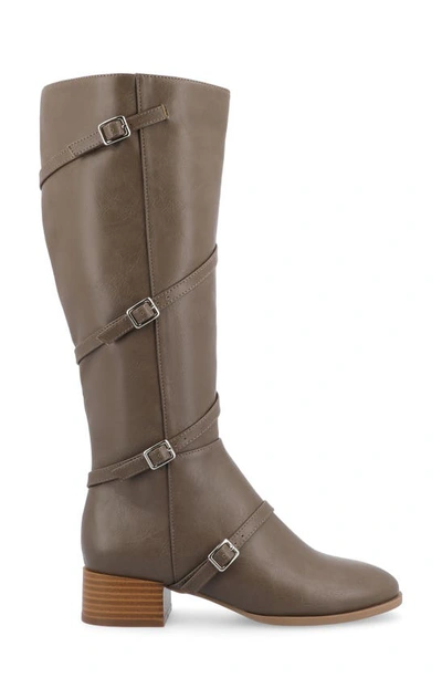 Journee Collection Elettra Tru Comfort Buckle Knee High Boot In Taupe