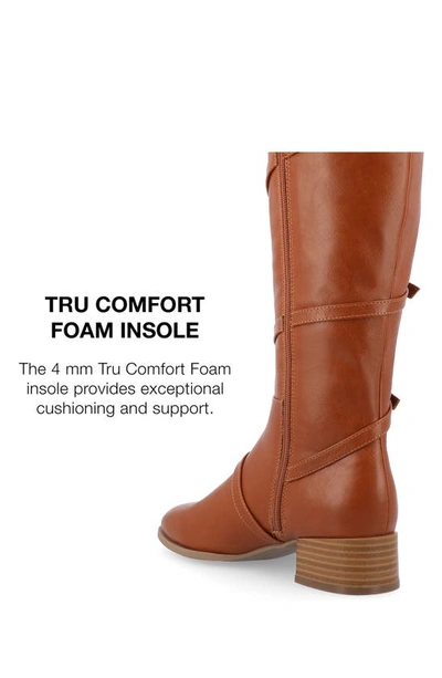 Journee Collection Elettra Tru Comfort Buckle Knee High Boot In Cognac