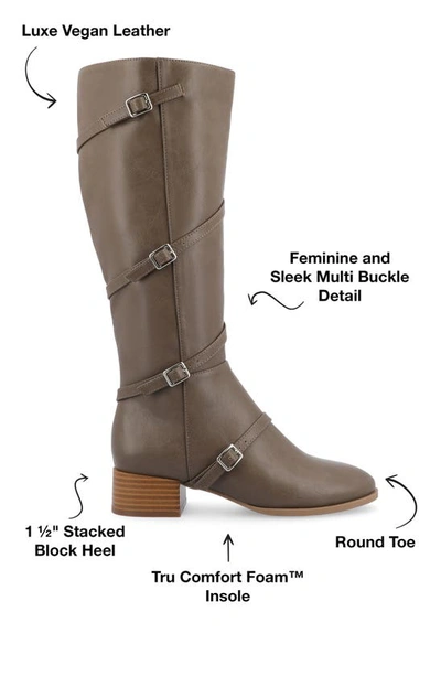 Journee Collection Elettra Tru Comfort Buckle Knee High Boot In Taupe