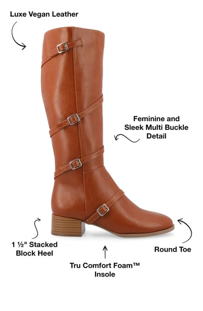 Journee Collection Elettra Tru Comfort Buckle Knee High Boot In Cognac