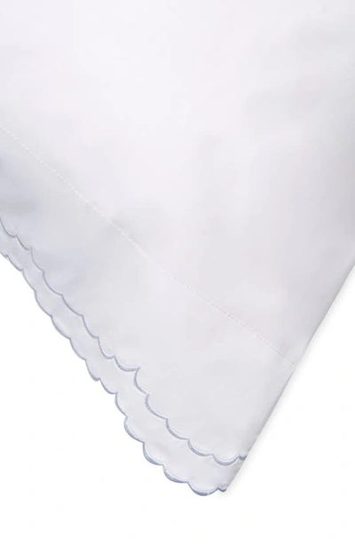 Melange Set Of 2 Double Scallop Embroidered 300 Thread Count Cotton Pillowcases In White