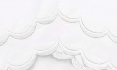 Melange Set Of 2 Double Scallop Embroidered 300 Thread Count Cotton Pillowcases In White