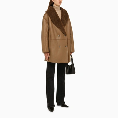 Shop Loulou Studio Brown Namo Coat In Leather And Shearling