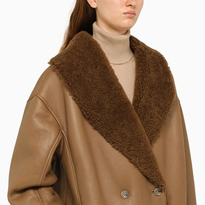 Shop Loulou Studio Brown Namo Coat In Leather And Shearling