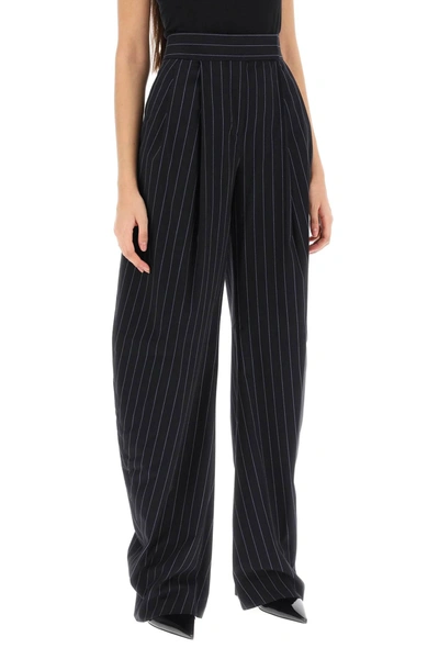 Shop Attico Gary Pinstriped Pants With Wide Leg