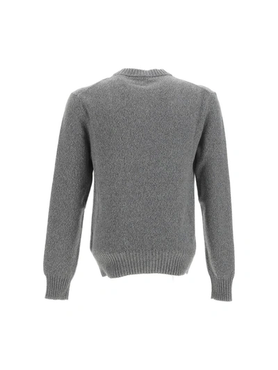 Shop Ami Alexandre Mattiussi Ami Paris Sweaters In Wool Viscose Canvas Heather Grey